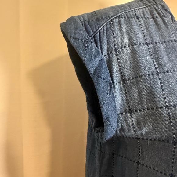 Cloth & Stone Blue Grid Stitch Sleeveless Shift Dress Size Small 100% Cotton - Picture 5 of 13